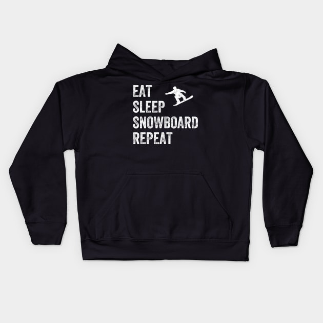 Eat sleep snowboard repeat Kids Hoodie by captainmood